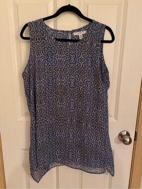 Fever Navy and White Floral Geometric Sleeveless Camisole